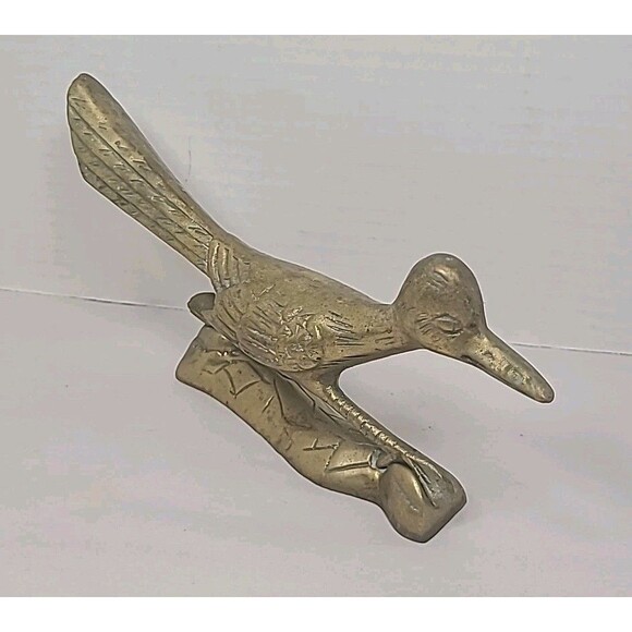 Vintage Solid Brass Roadrunner Bird Figurine Statue Paperweight - Picture 2 of 6